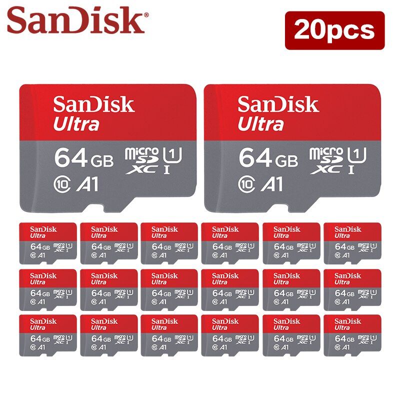 SanDisk  ޸ ī, 32GB 64GB Ʈ ũ SD ī, A1 б ӵ ִ 120 MB/s Class10 UHS-I U1 TF ī, 20PCs/Ʈ